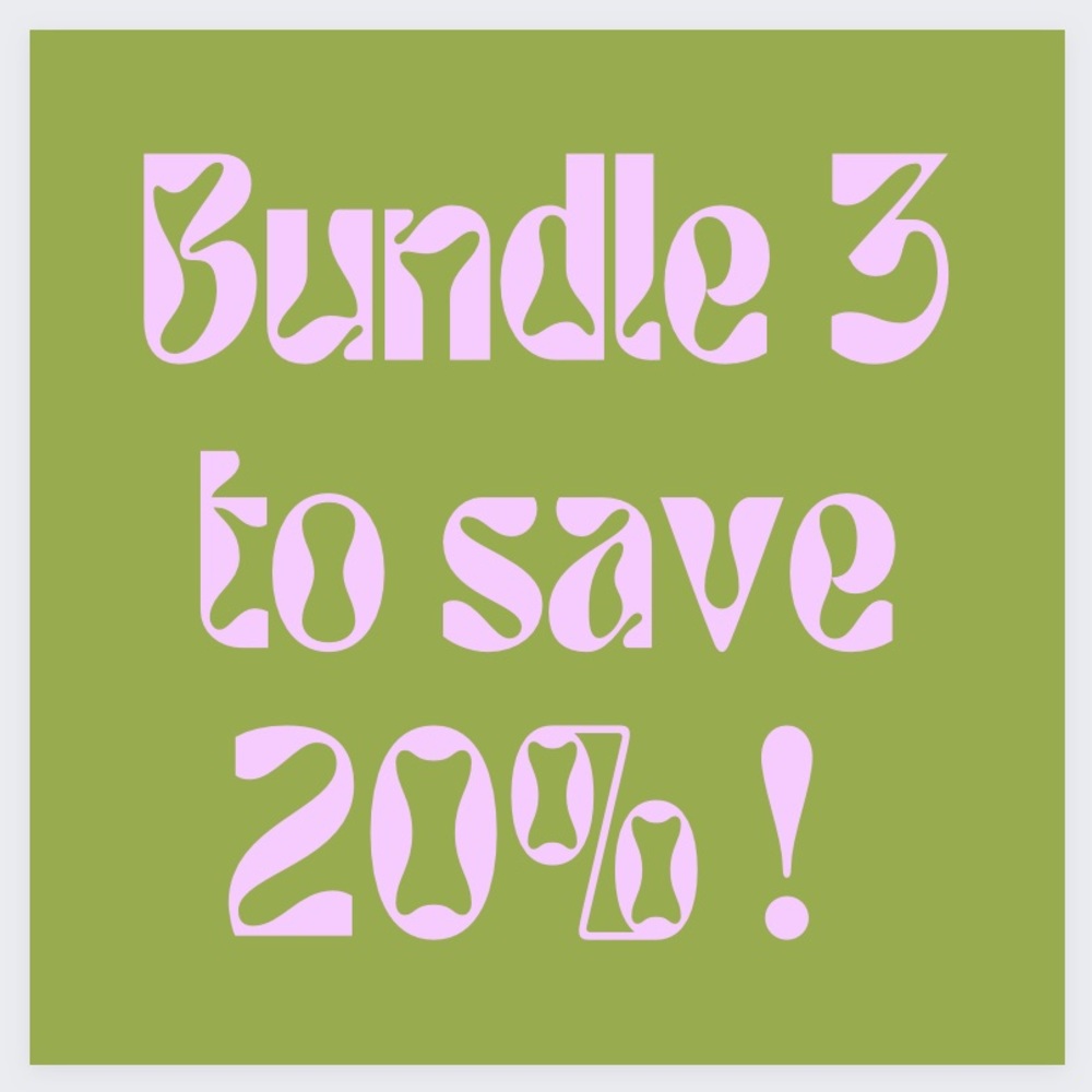 Bundle 3 or more items, save 20%!